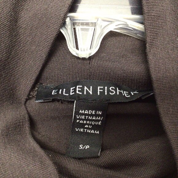 Eileen Fisher Turtleneck Scrunch Neck Tunic Top Tencel Jersey Sz Small Brown - Picture 5 of 10